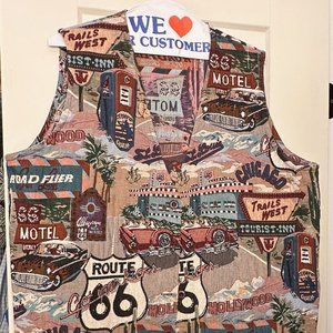 Keren Hart ROUTE 66 Tapestry Vest  3XL. Like New